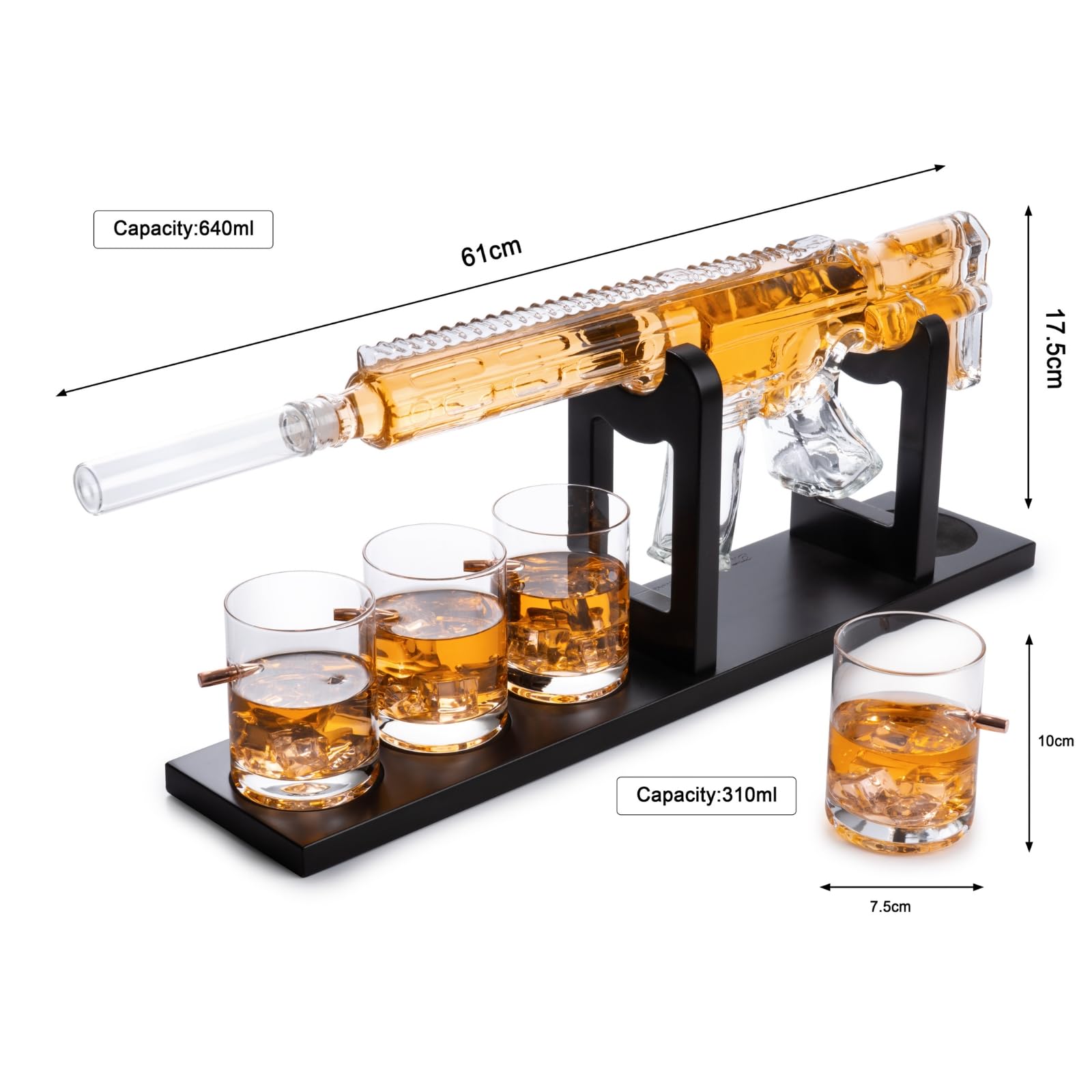AR15 Whiskey Gun Decanter Set 1000 ml & 4 12oz Bullet Glasses - POPvault