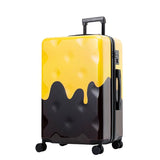 Artist Spill On Distressed Luggage - POPvault - suitcase - yellow paint drip - yellow slime