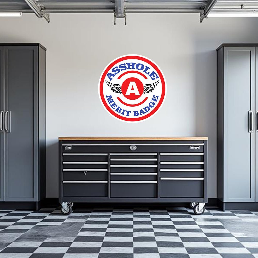 Asshole Merit Badge Garage Wall Decal - POPvault