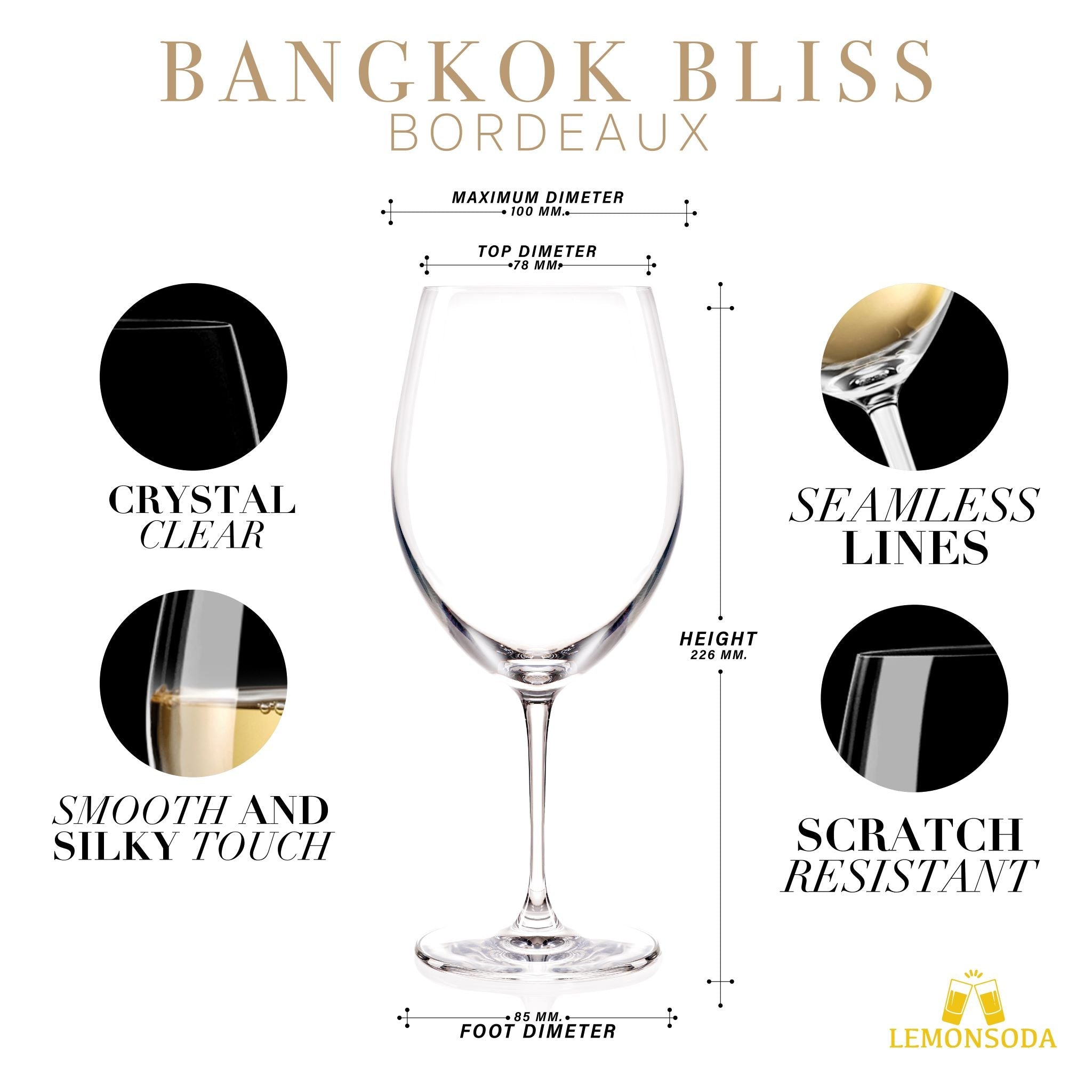 Bangkok Bliss Bordeaux Wine Glasses - (745 mL / 26 fl. oz.) - POPvault