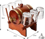 Barrel Decanter Set with 6 Whiskey Glasses 1000 ml Mahogany Wood - POPvault