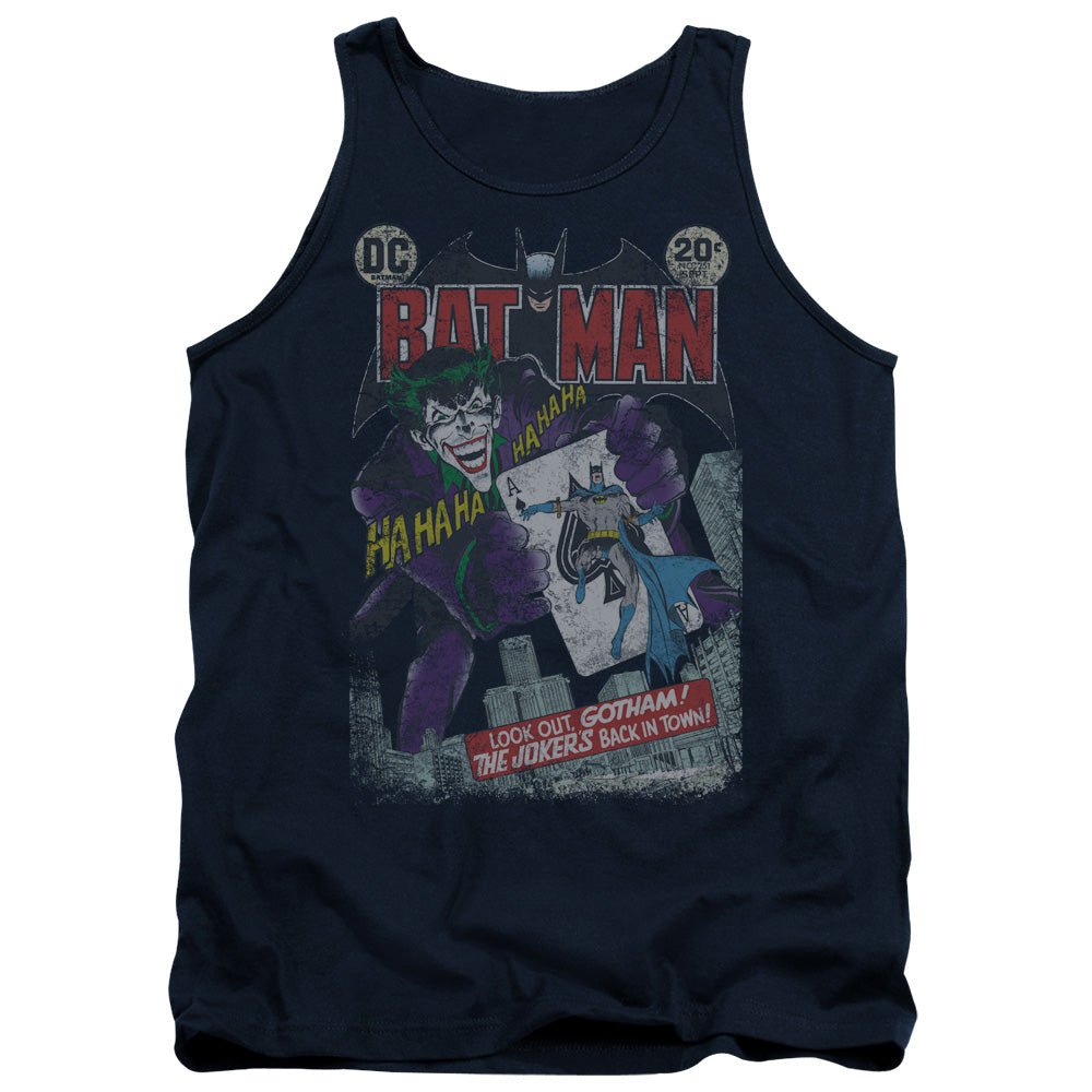 Batman 251 Distressed Mens Tank Top Shirt Navy Blue Officially Licensed - POPvault