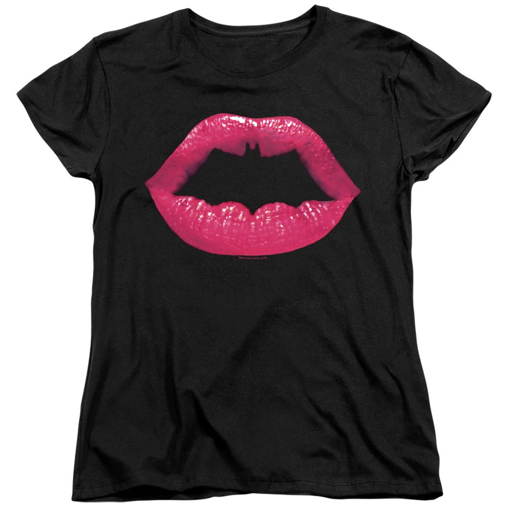 Batman Bat Kiss Womens T Shirt Black Officially Licensed - POPvault