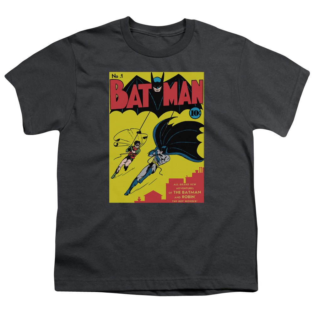 Batman Batman First Kids Youth T Shirt Charcoal Officially Licensed - POPvault