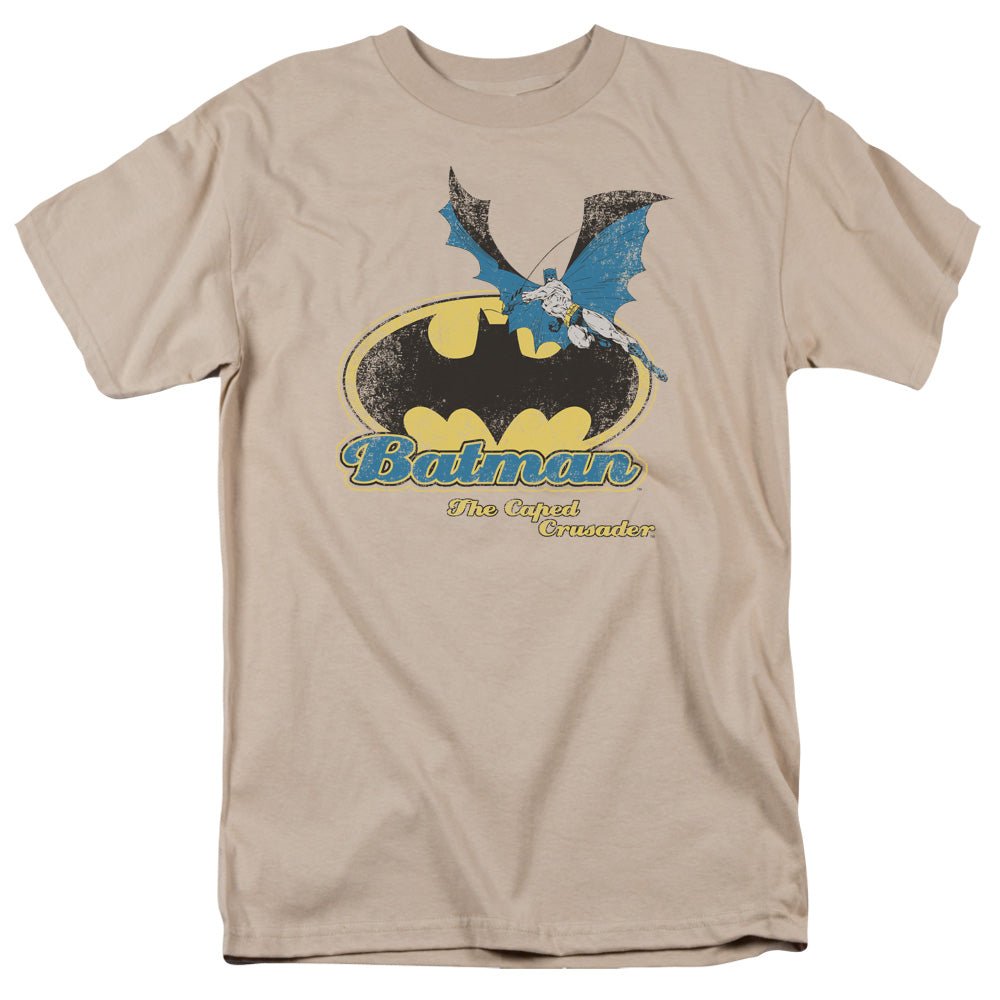 Batman Caped Crusader Retro Mens T Shirt Sand Officially Licensed - POPvault