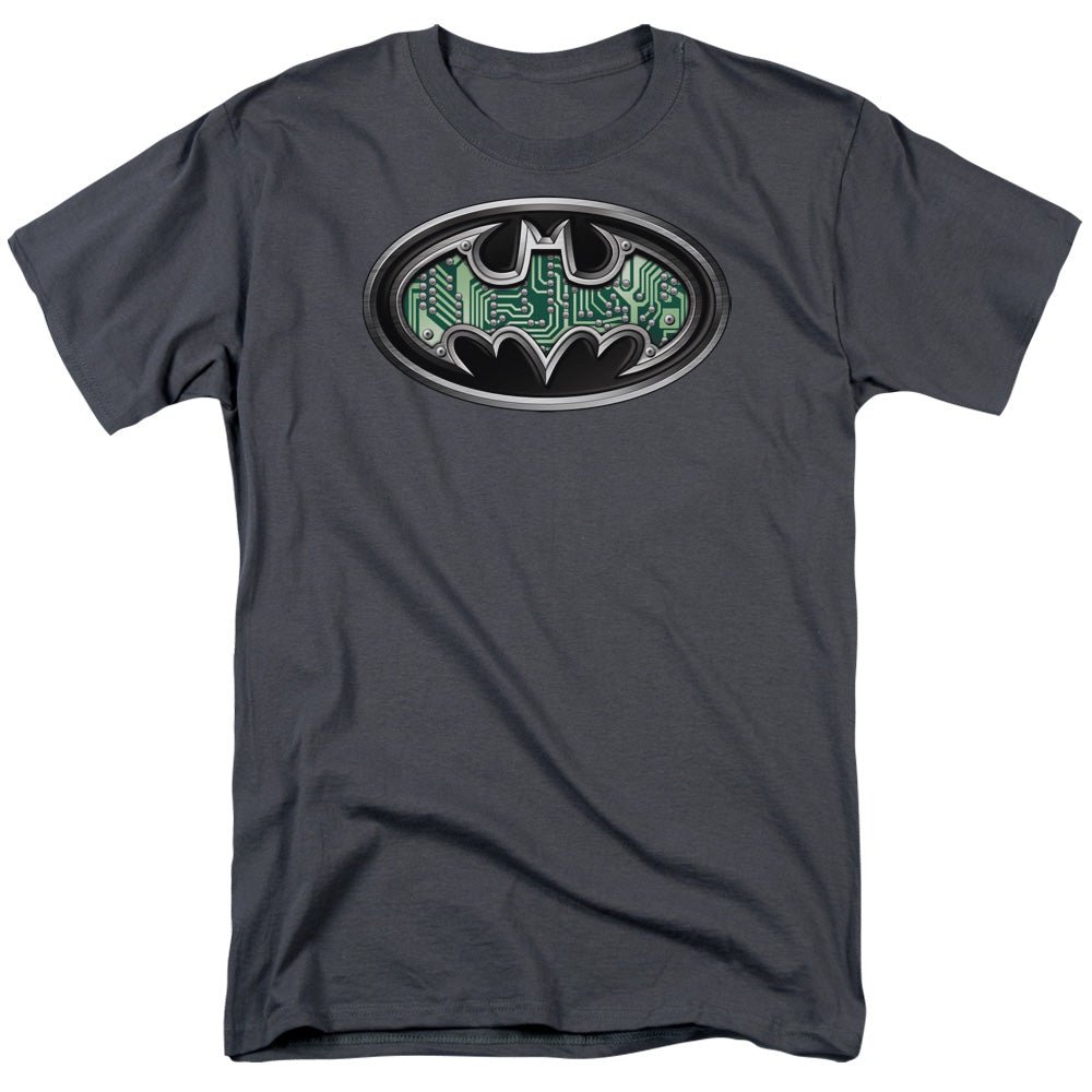 Batman Circuitry Shield Mens T Shirt Charcoal Officially Licensed - POPvault