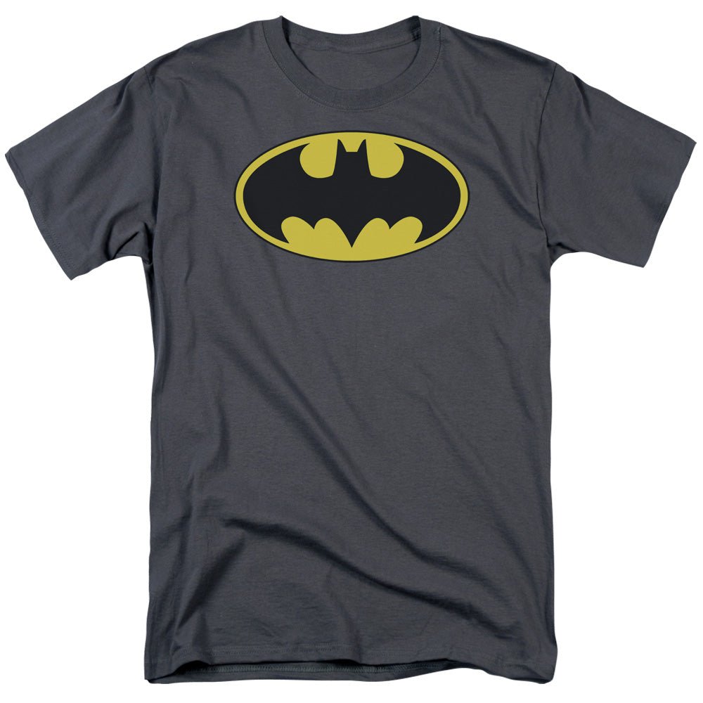 Batman Classic Bat Logo Mens T Shirt Charcoal Officially Licensed - POPvault