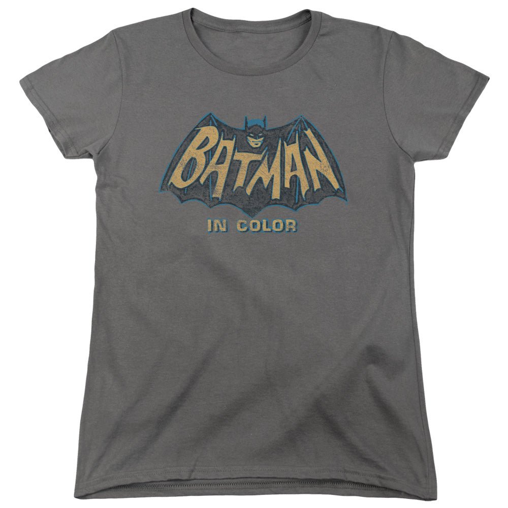 Batman Classic Tv In Color Womens T Shirt Charcoal Officially Licensed - POPvault
