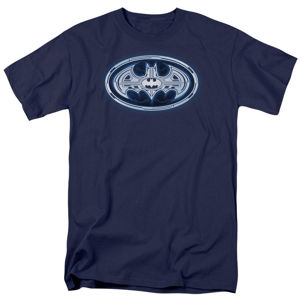 Batman Cyber Bat Shield Mens T Shirt Navy Blue Officially Licensed - POPvault