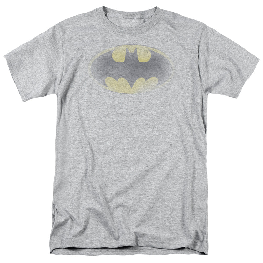 Batman Faded Logo Mens T Shirt Athletic Heather Officially Licensed - POPvault