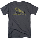 Batman Gotham Skyline Mens T Shirt Charcoal Officially Licensed - POPvault