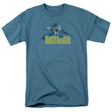 Batman Retro Distressed Mens T Shirt Slate Officially Licensed - POPvault
