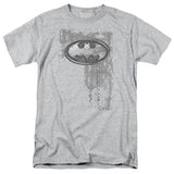 Batman Rivited Metal Logo Mens T Shirt Athletic Heather Officially Licensed - POPvault