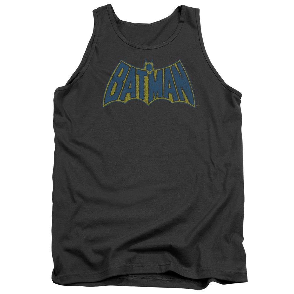 Batman Sketch Logo Mens Tank Top Shirt Charcoal Officially Licensed - POPvault