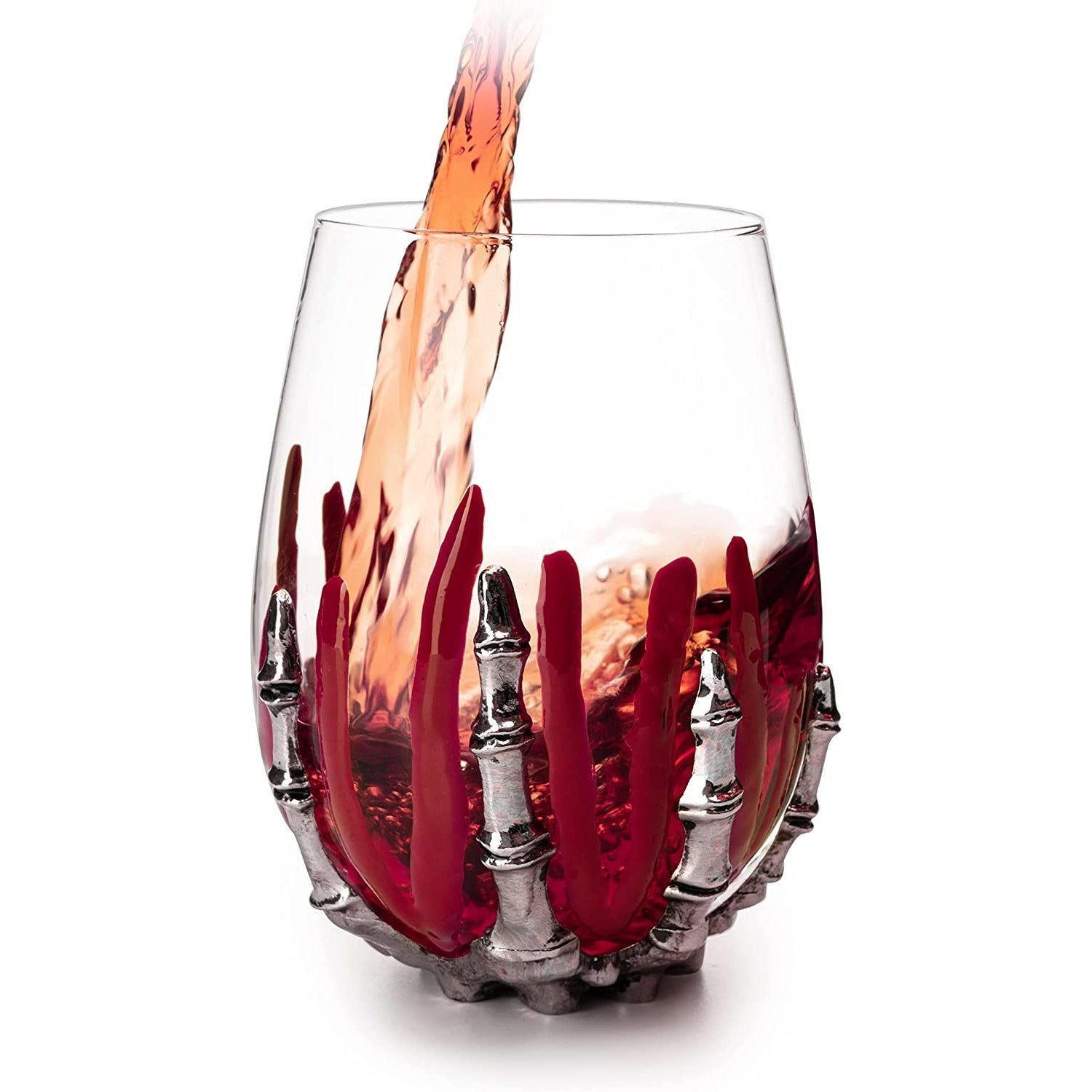 Bloody Hand Skeleton 12 Oz. Wine Glass Single - POPvault