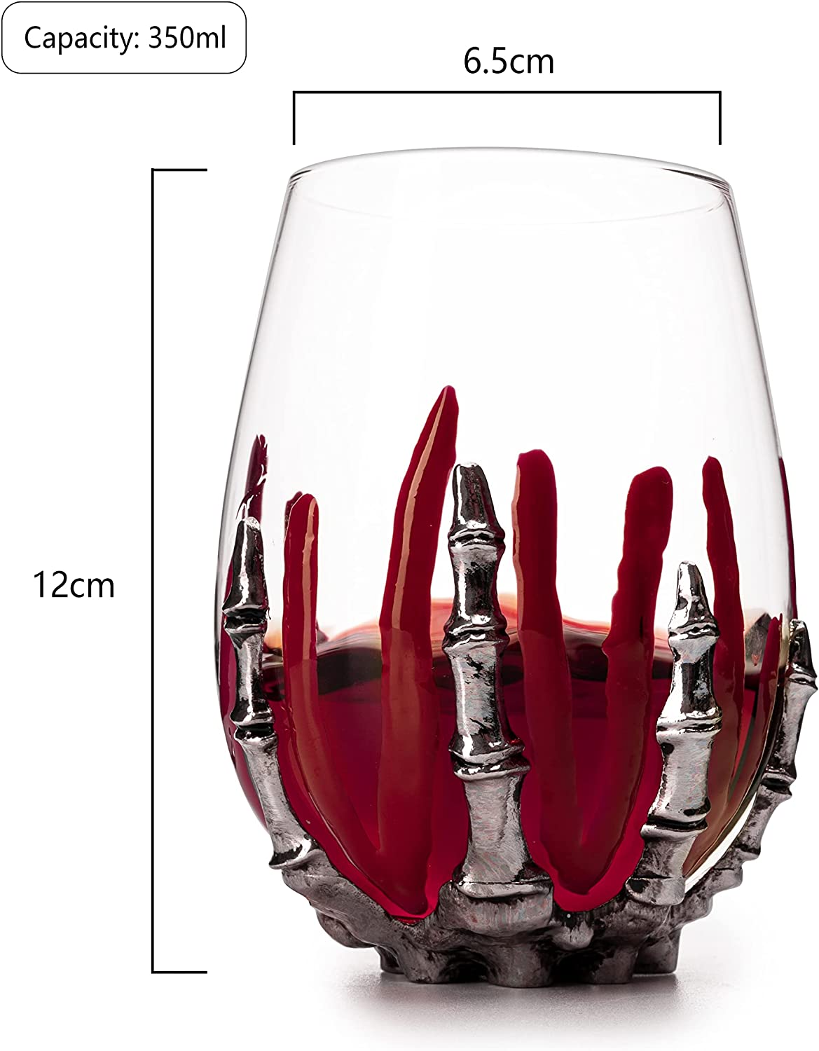 Bloody Hand Skeleton 12 Oz. Wine Glass Single - POPvault