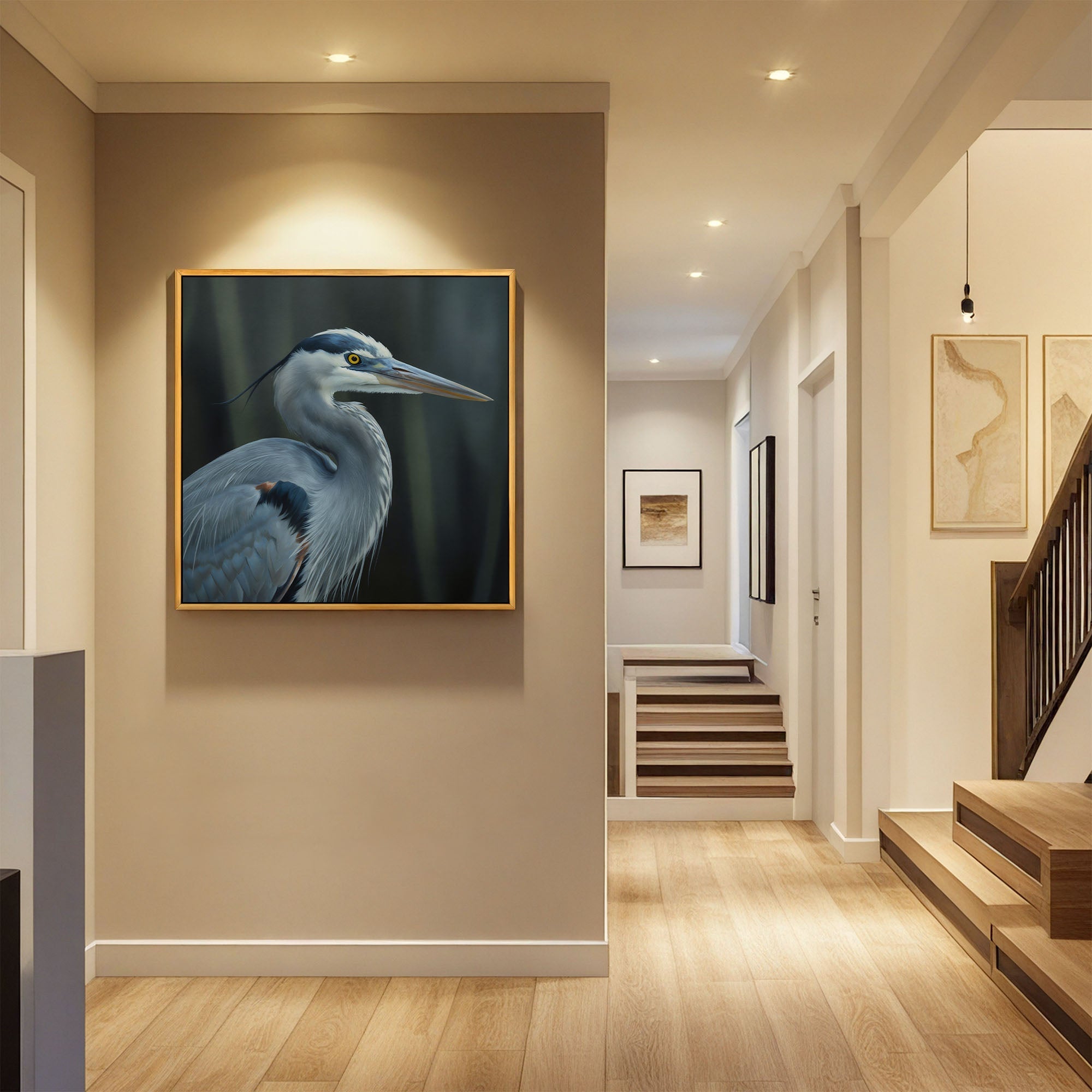 Blue Heron Portrait Canvas Art Print - POPvault