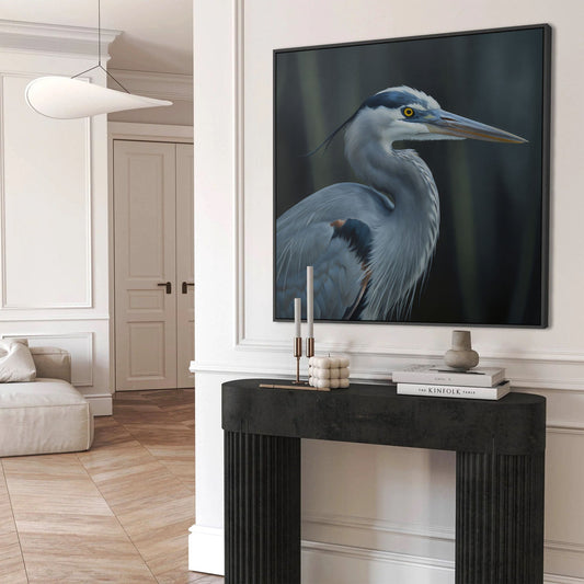 Blue Heron Portrait Canvas Art Print - Canvas Print