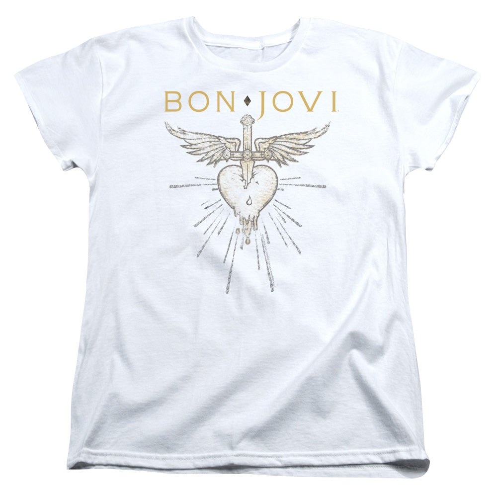 Bon Jovi Greatest Hits Womens T Shirt White - POPvault