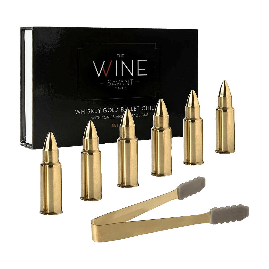 Bullet Whiskey 1.75 Inch Gold Chiller Rocks (Set of 6) - POPvault