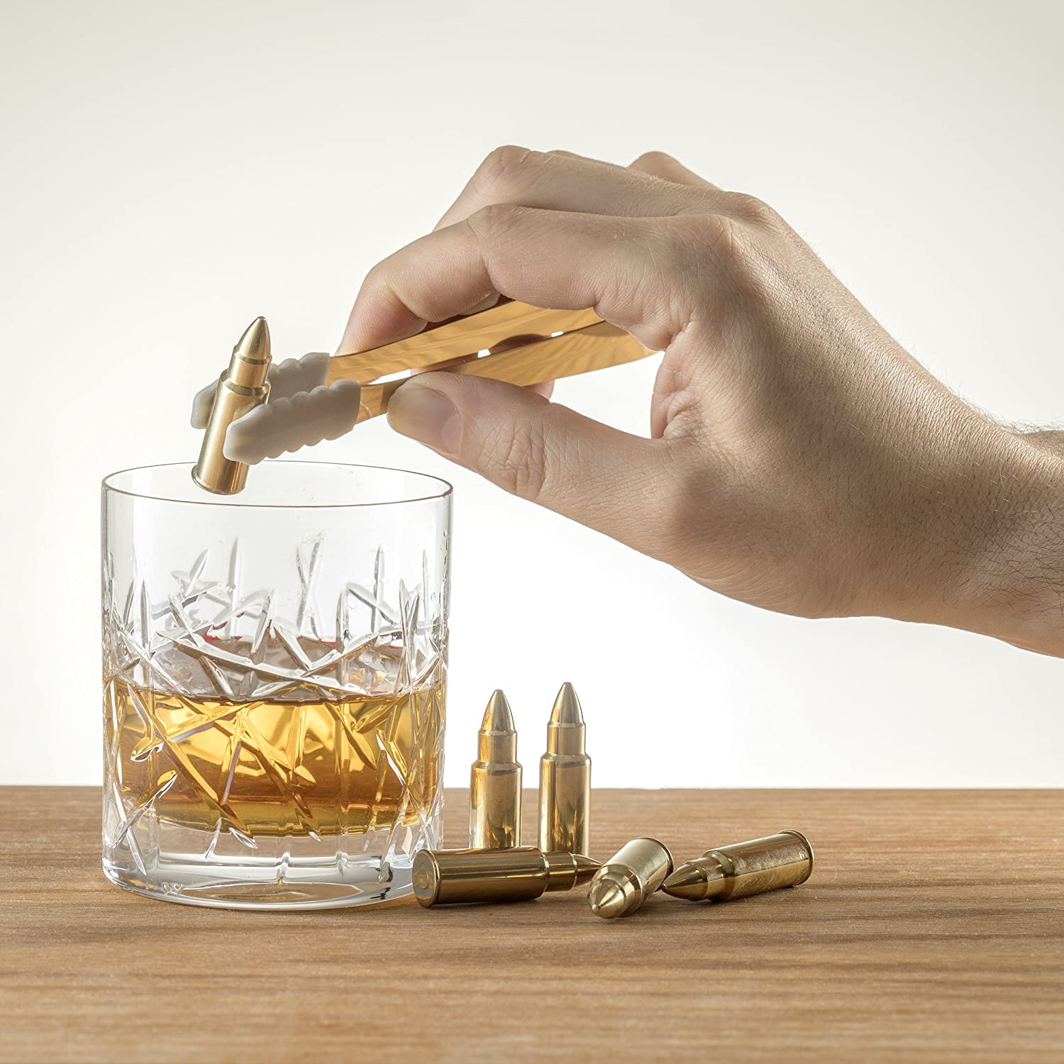 Bullet Whiskey 1.75 Inch Gold Chiller Rocks (Set of 6) - POPvault