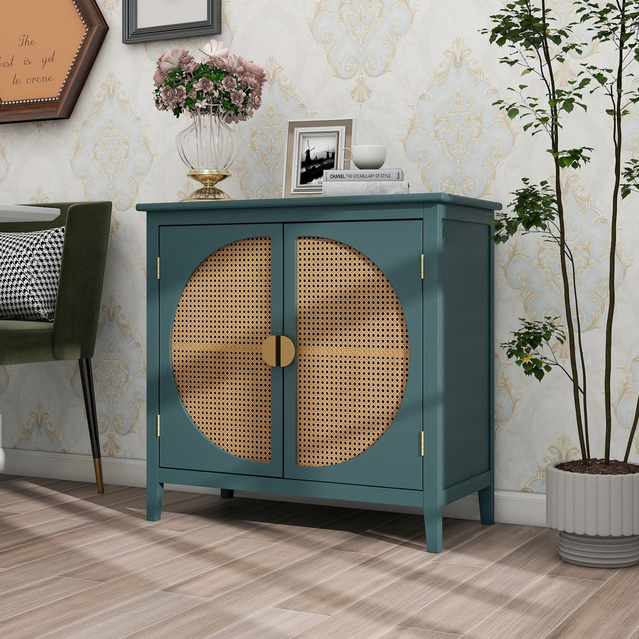 Cabinet With Natural Rattan Weaving - POPvault