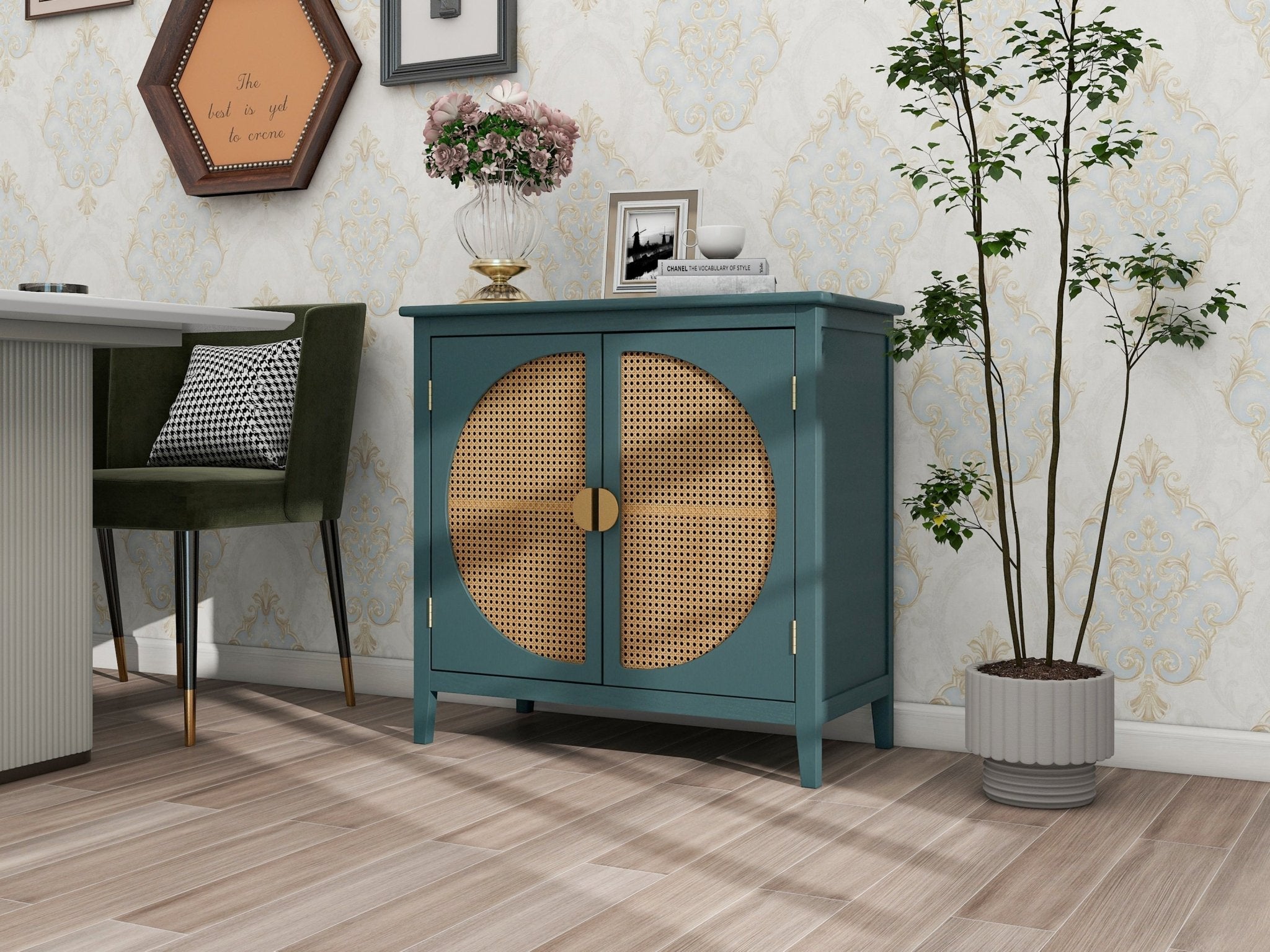 Cabinet With Natural Rattan Weaving - POPvault