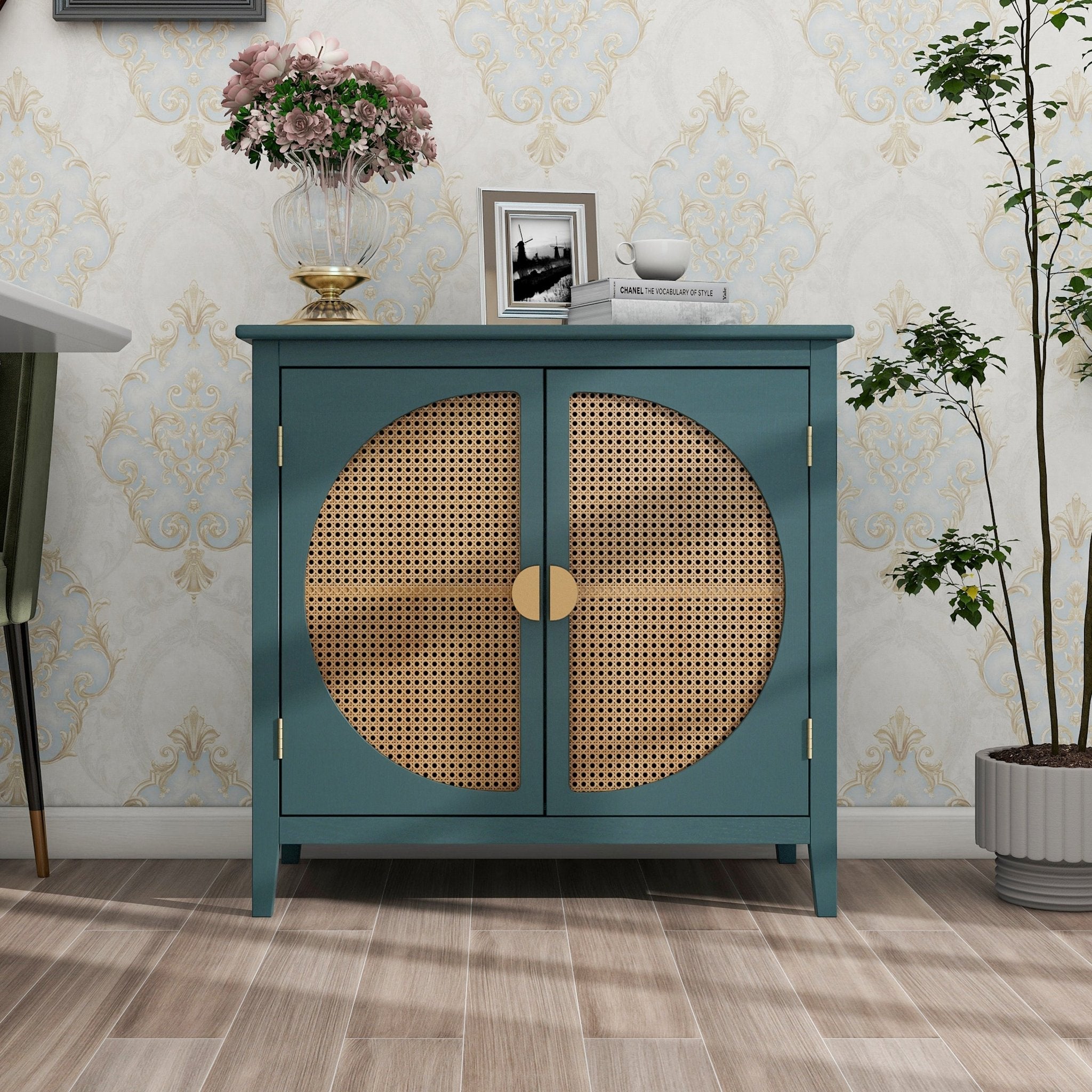 Cabinet With Natural Rattan Weaving - POPvault