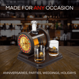 Casino Roulette 67.6 Oz. Wood Whiskey Decanter Set With 2 10 Oz. Dice Whiskey Glasses - POPvault