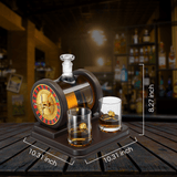 Casino Roulette 67.6 Oz. Wood Whiskey Decanter Set With 2 10 Oz. Dice Whiskey Glasses - POPvault