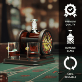 Casino Roulette 67.6 Oz. Wood Whiskey Decanter Set With 2 10 Oz. Dice Whiskey Glasses - POPvault