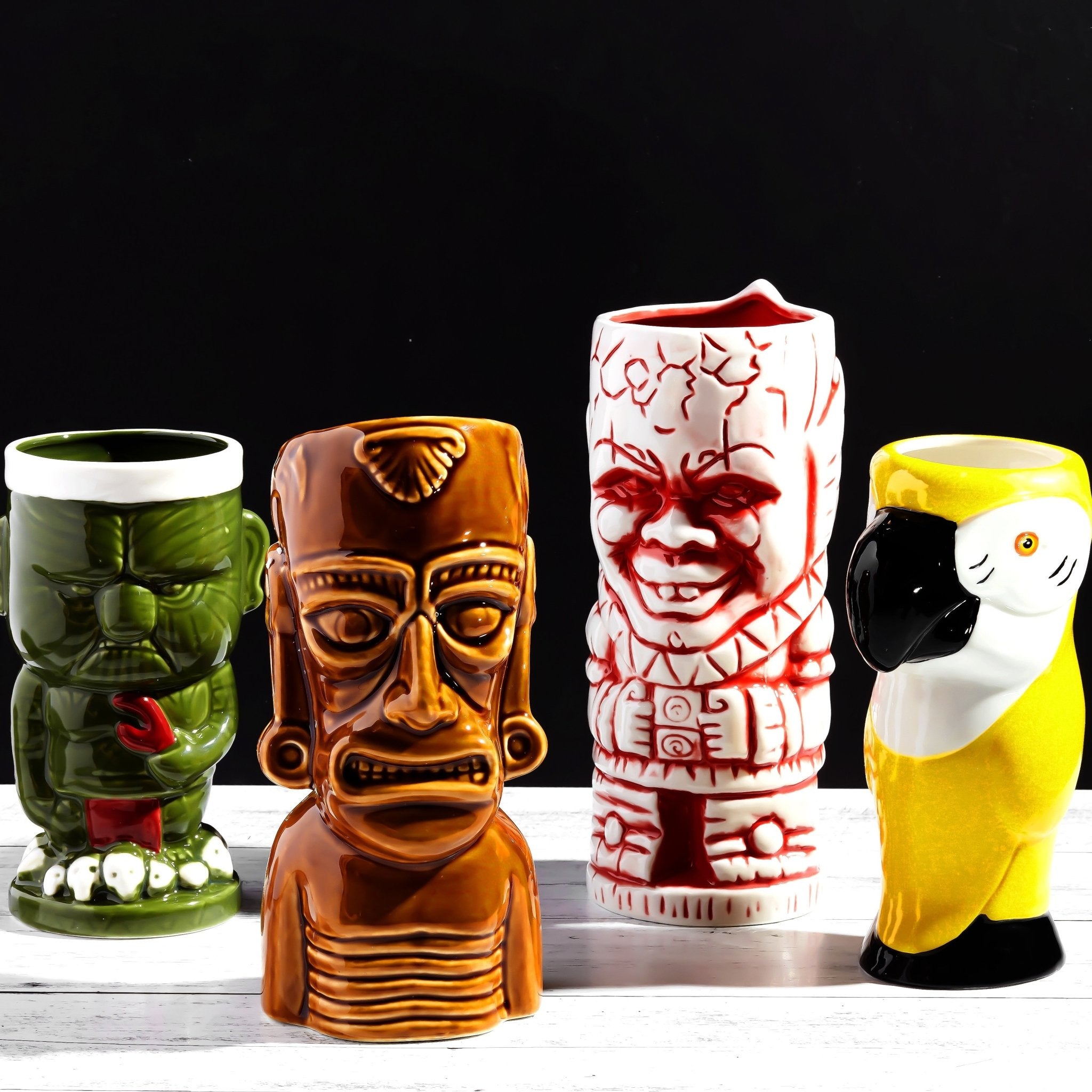 Ceramic Hawaiian Luau Tiki Mugs (Set of 4 - 14 - 22oz) - POPvault