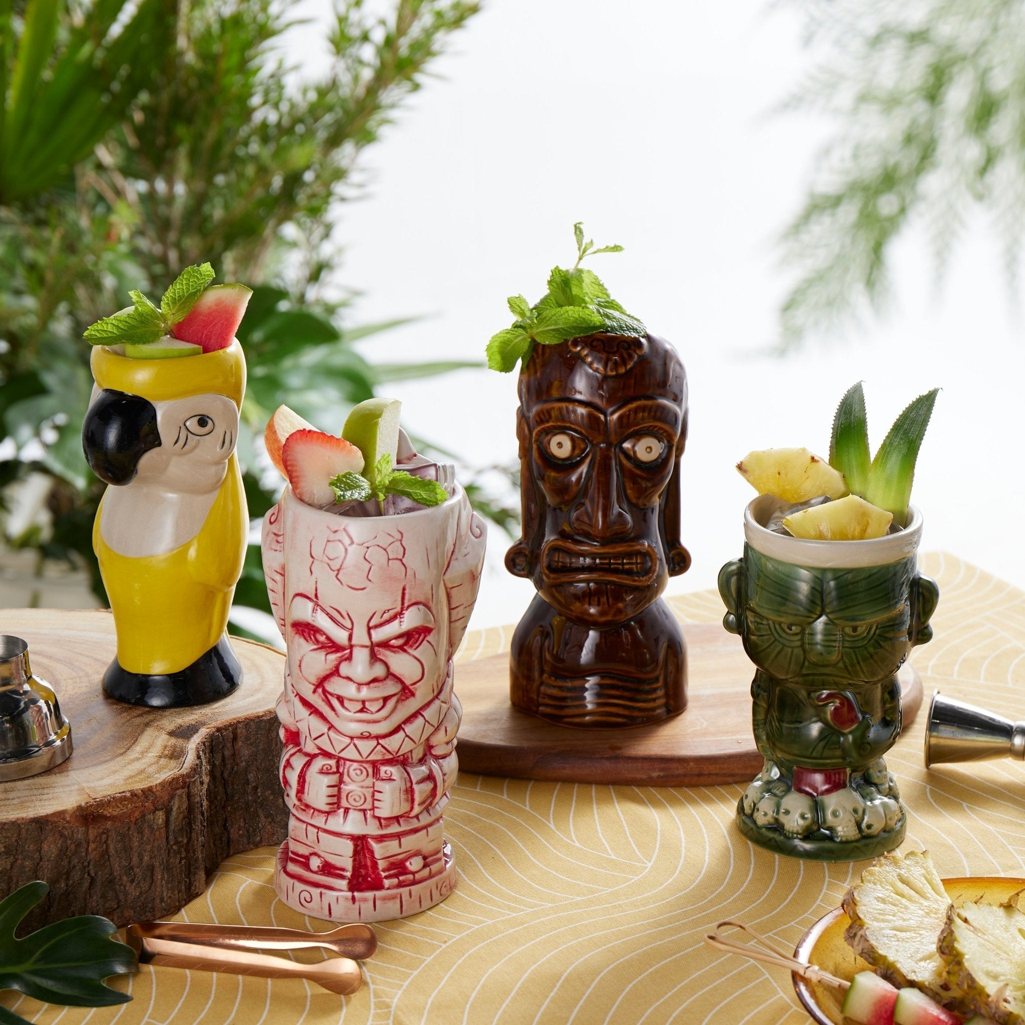 Ceramic Hawaiian Luau Tiki Mugs (Set of 4 - 14 - 22oz) - POPvault