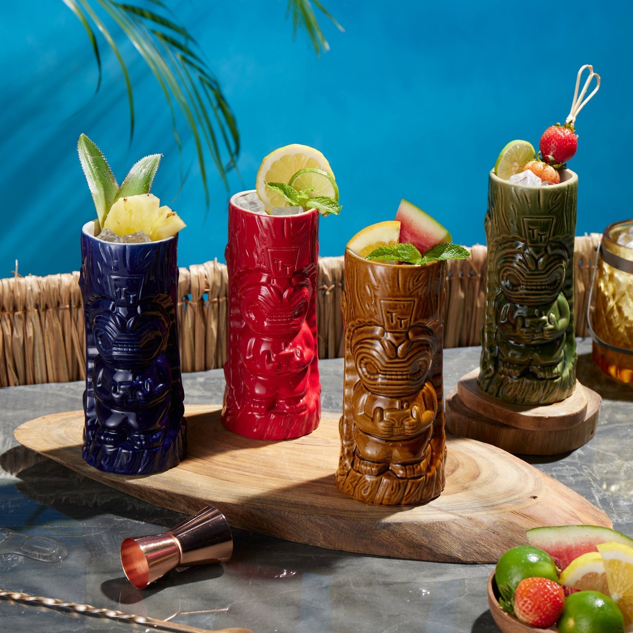 Ceramic Hawaiian Tiki Mugs Set of 4 (17 oz) - POPvault