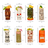Ceramic Tiki Mugs, Set of 8 - 18 - 23.5oz - Perfect for Exotic Cocktails, Iced Tea, Soda, Mai Tai, Long Island - POPvault