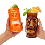 Ceramic Tiki Mugs, Set of 8 - 18 - 23.5oz - Perfect for Exotic Cocktails, Iced Tea, Soda, Mai Tai, Long Island - POPvault