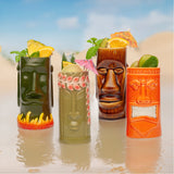 Ceramic Tiki Mugs, Set of 8 - 18 - 23.5oz - Perfect for Exotic Cocktails, Iced Tea, Soda, Mai Tai, Long Island - POPvault