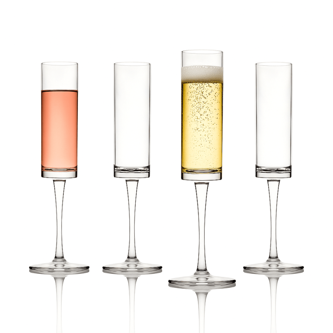 Champagne Flutes - Hand - Blown Crystal Mimosa Glasses (6oz/180mL) - POPvault