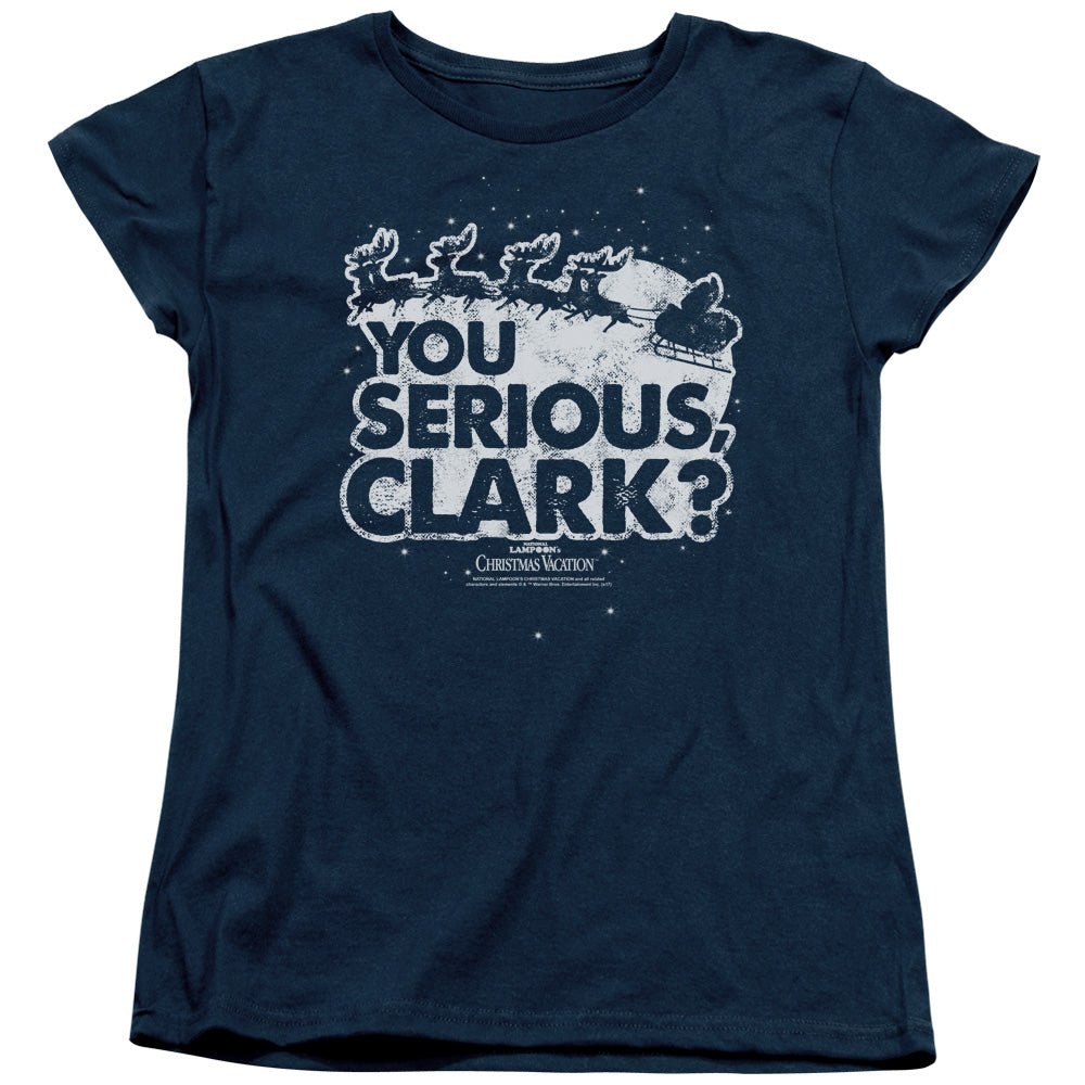 Christmas Vacation You Serious Clark Womens T Shirt Navy Blue Officially Licensed - POPvault