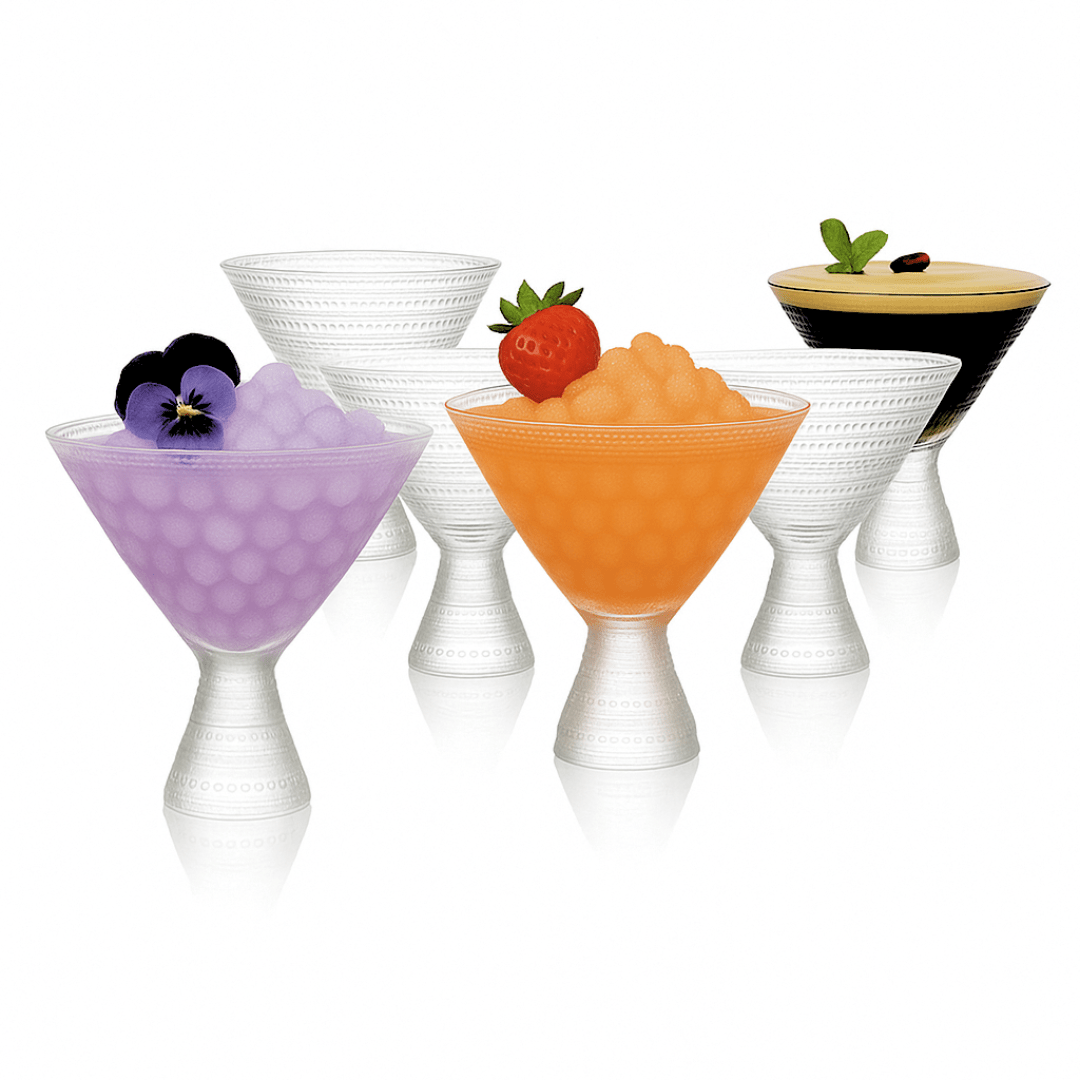 Clear Hobnail Martini Glasses - Embossed Martini Glasses - 9oz - POPvault