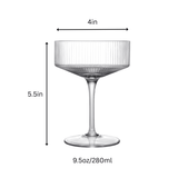 Clear Ribbed Martini Coupe Glass 9.5oz - (Set of 2, 4, or 6) - POPvault