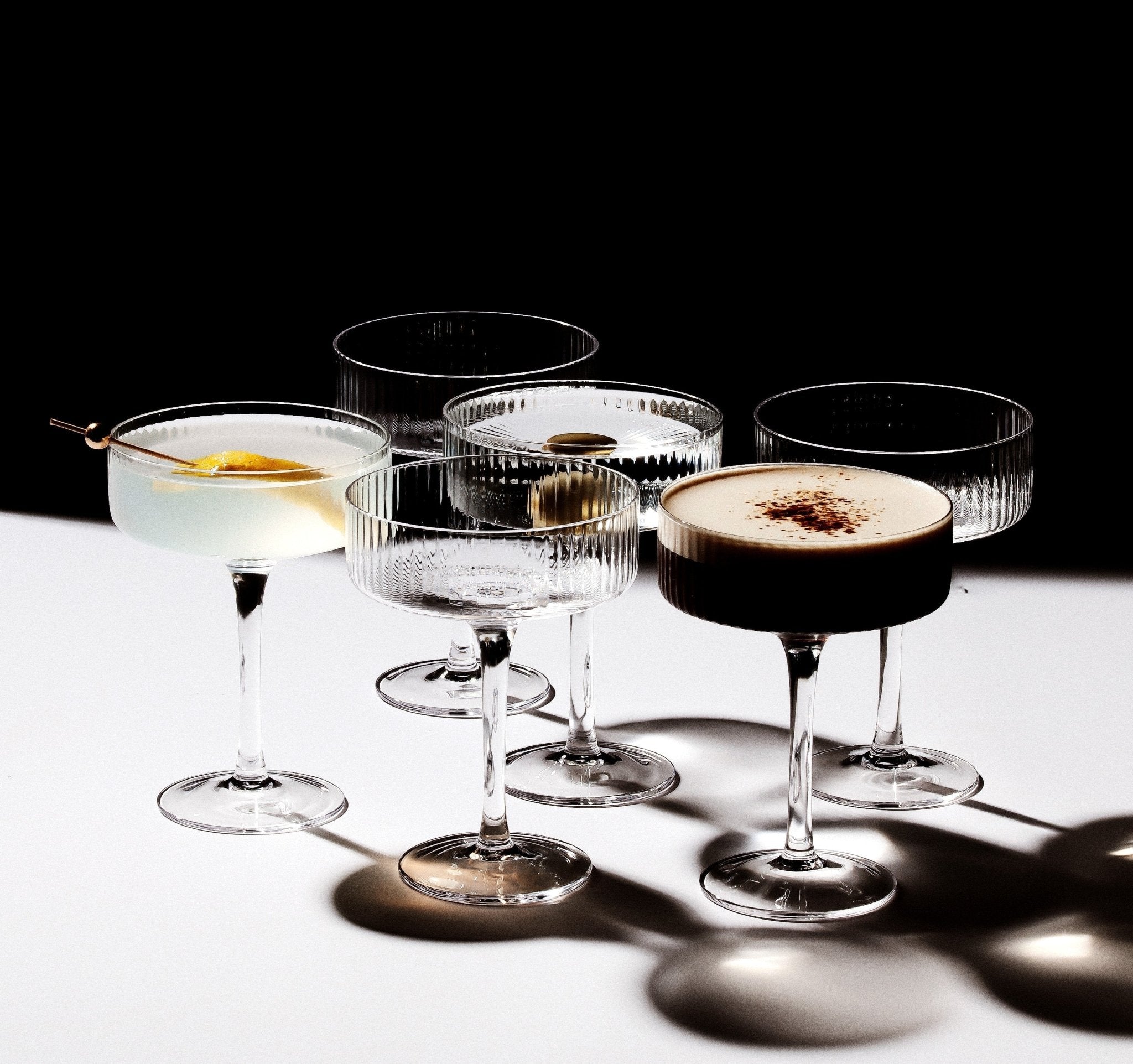 Clear Ribbed Martini Coupe Glass 9.5oz - (Set of 2, 4, or 6) - POPvault