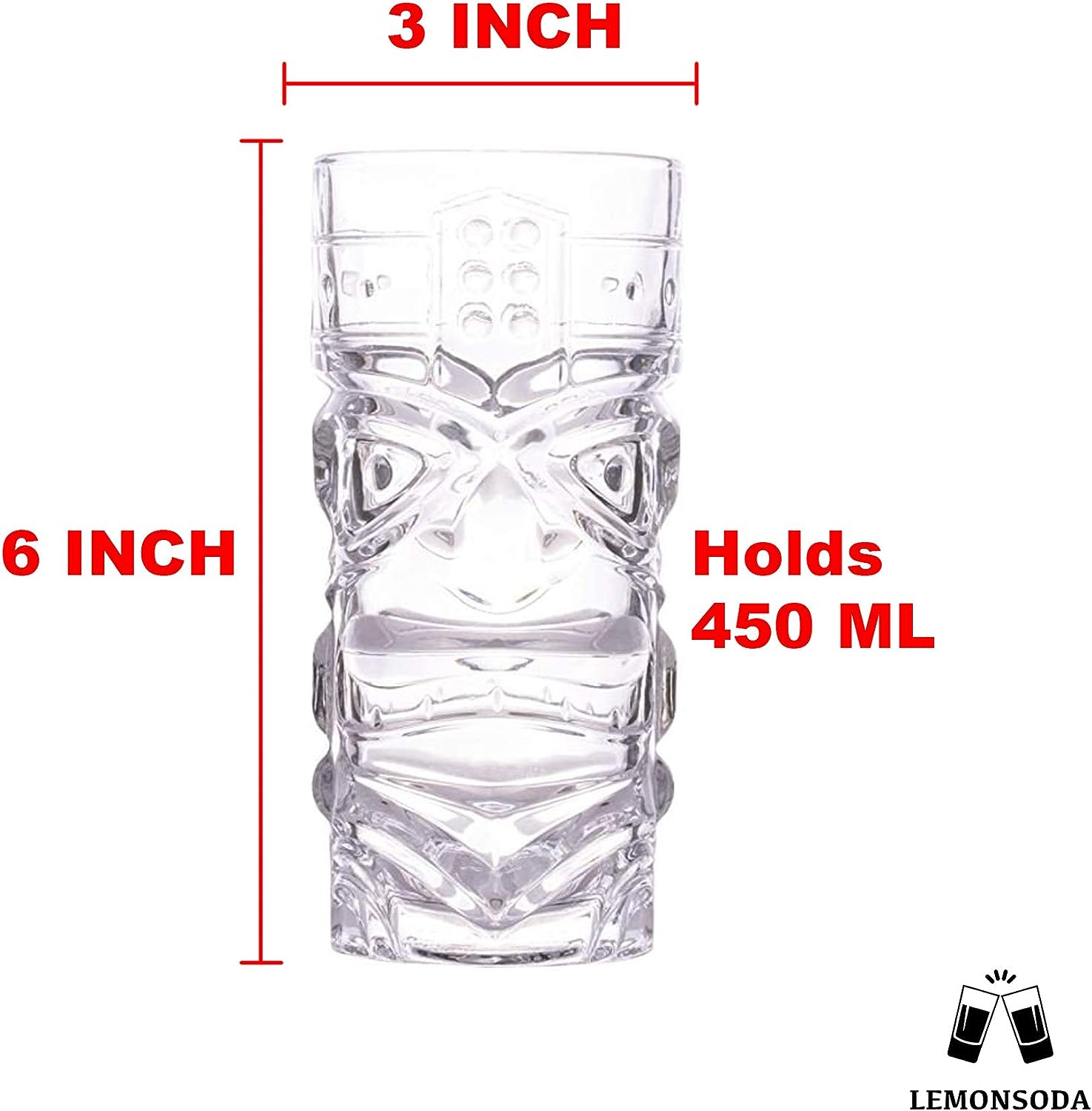 Clear Tiki Glasses, Set of 4 or 6 - 450 ML - POPvault