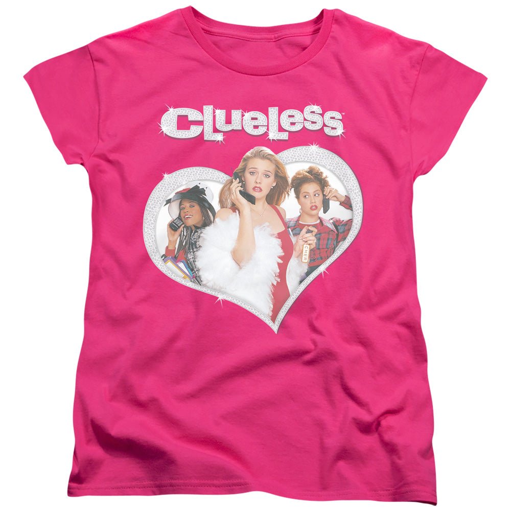 Clueless Clueless Heart Womens T Shirt Hot Pink Officially Licensed - POPvault