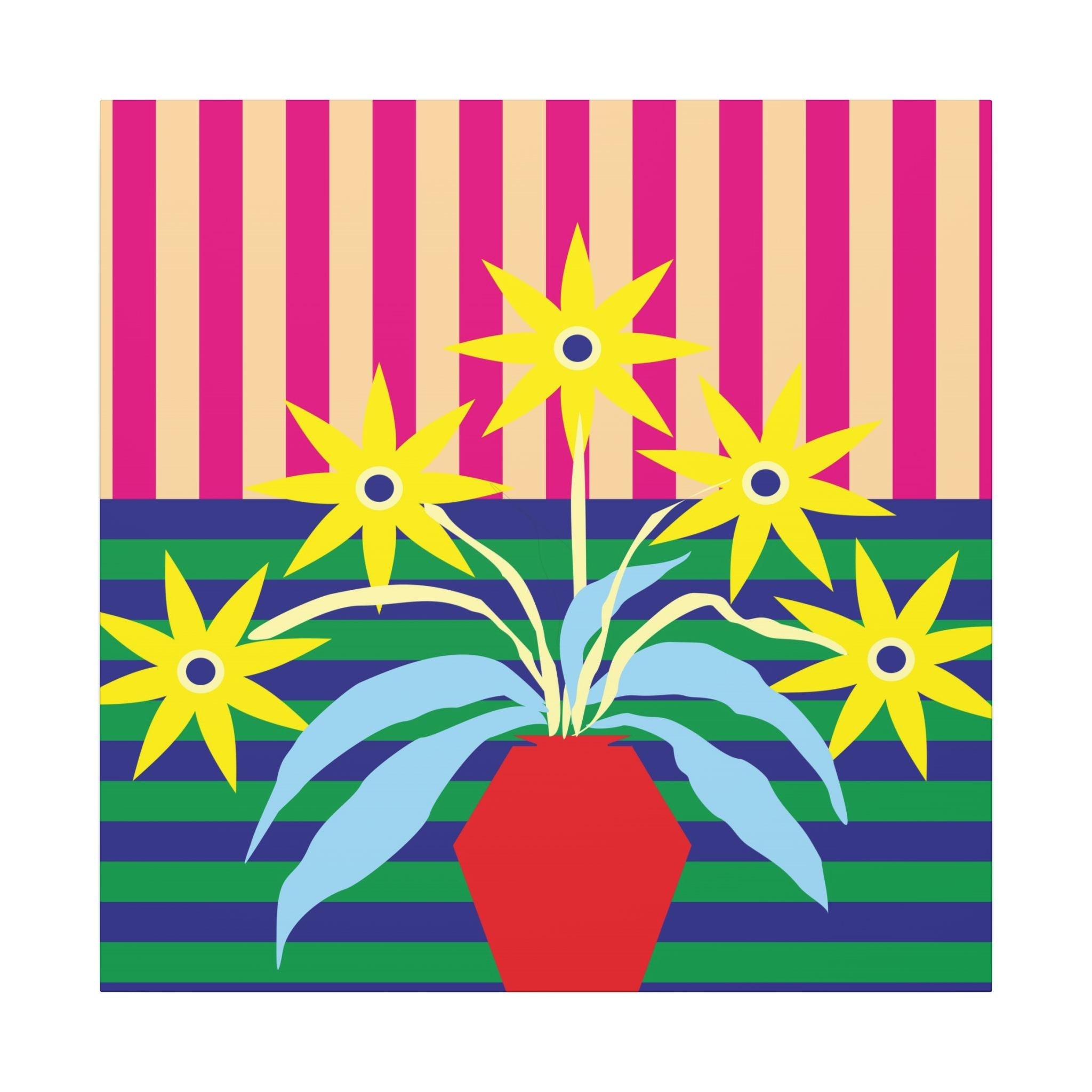 Colorful Pop Art Canvas Print - Flowers In Vase Unique Wall Decor - POPvault