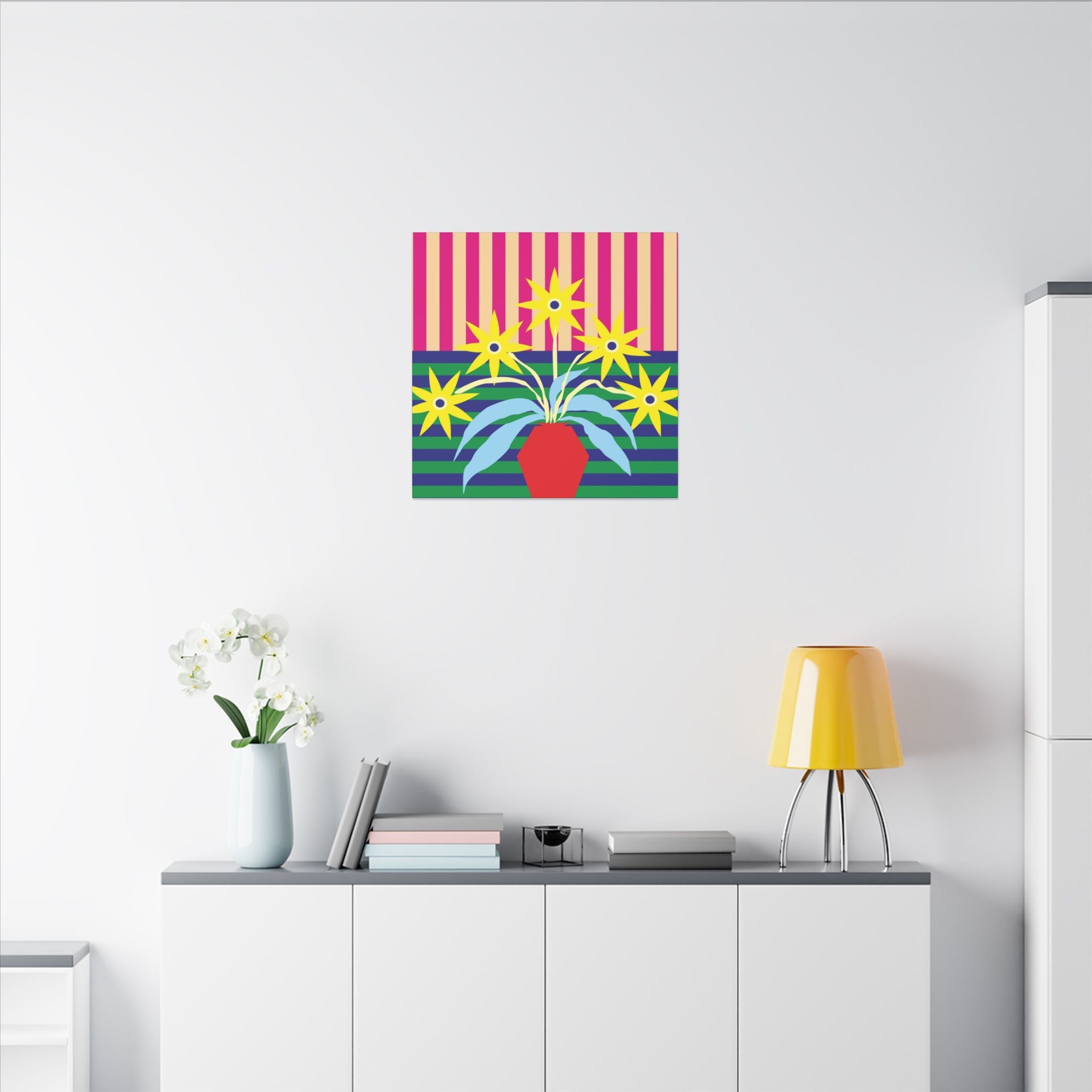 Colorful Pop Art Canvas Print - Flowers In Vase Unique Wall Decor - POPvault