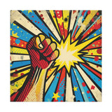Colorful Pop Art Canvas Print - Power To The People Unique Wall Decor - POPvault