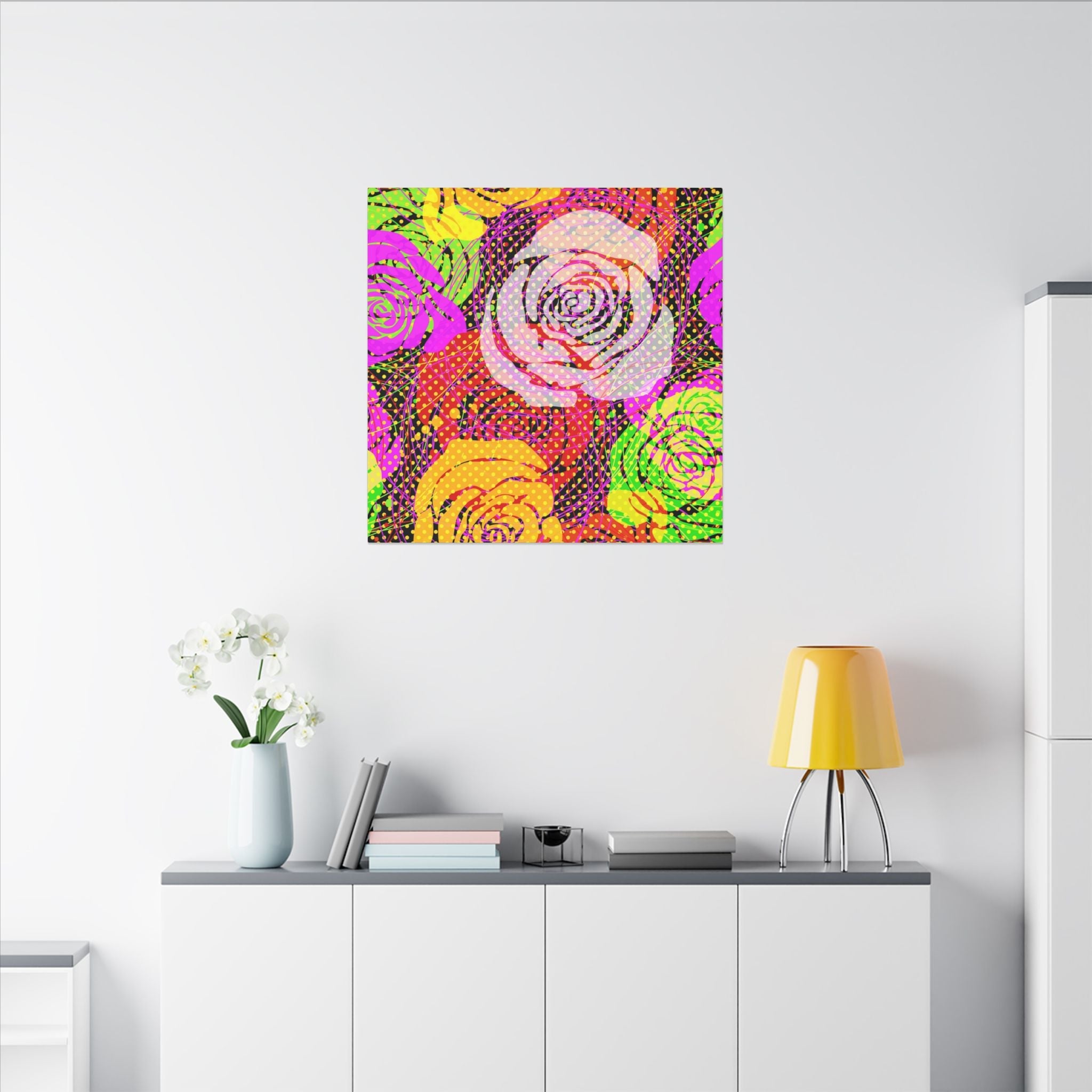 Colorful Pop Art Canvas Print - Rose Garden Unique Wall Decor - POPvault