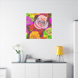 Colorful Pop Art Canvas Print - Rose Garden Unique Wall Decor - POPvault