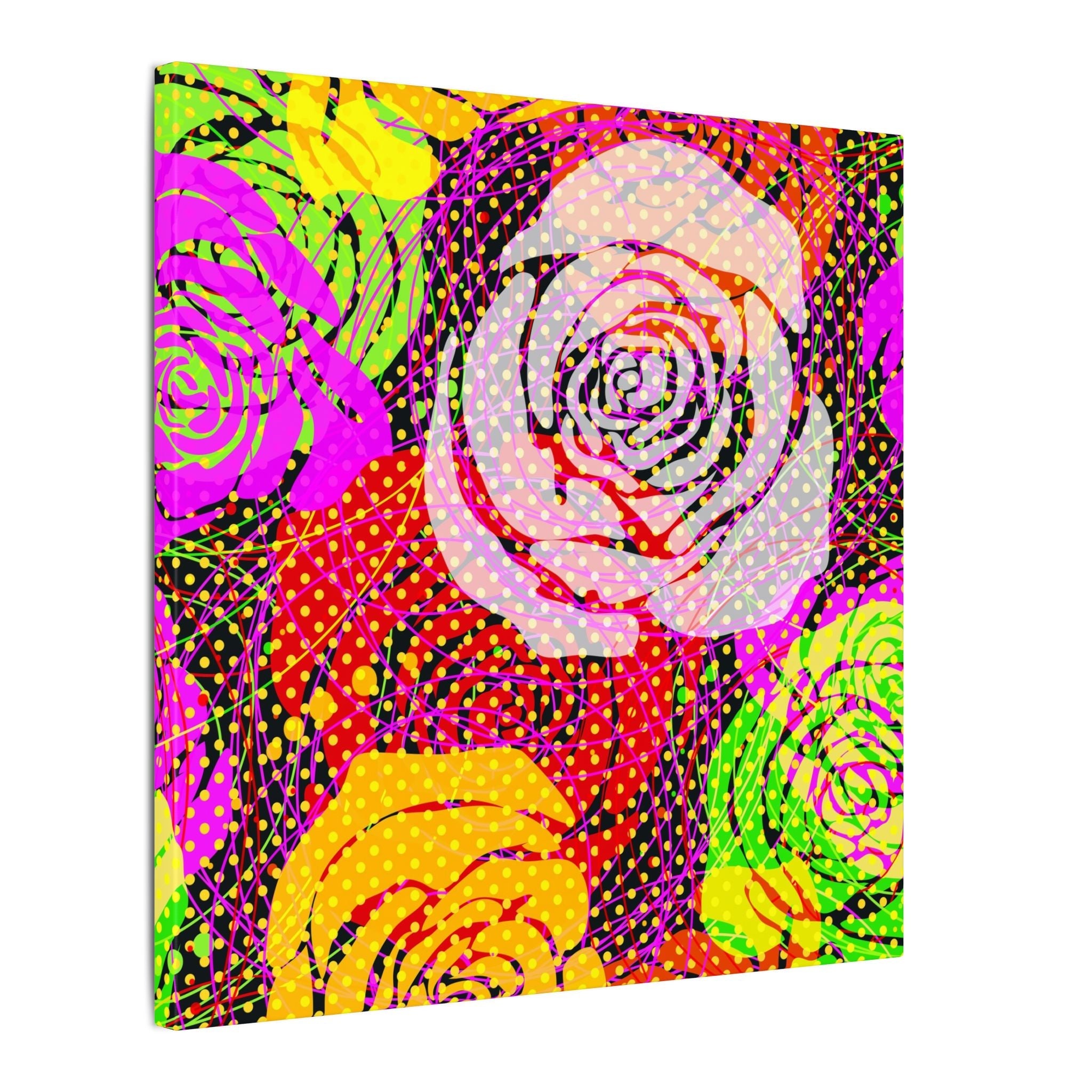 Colorful Pop Art Canvas Print - Rose Garden Unique Wall Decor - POPvault